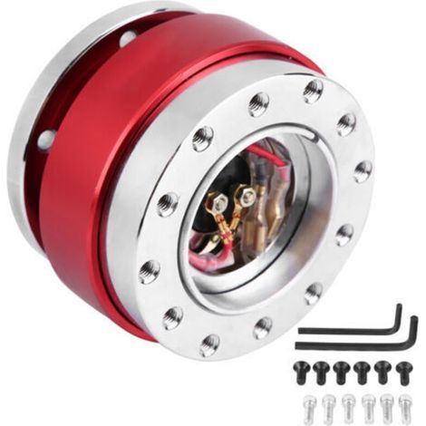 Kit adaptateur de moyeu à dégagement rapide universel pour volant de voiture de course rouge (1/5)