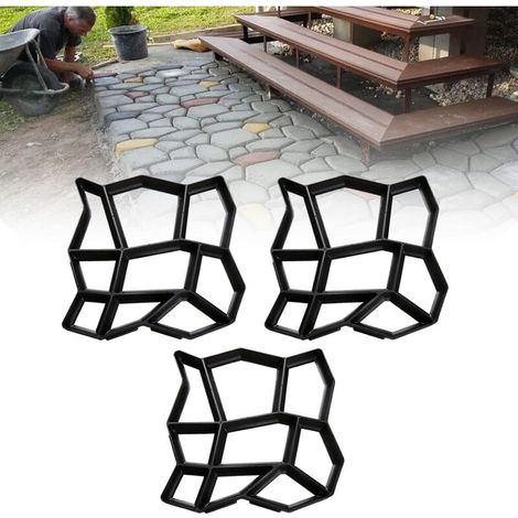 Set of 3 DIY paver molds - 43 x 43 x 4 cm - For concrete, sidewalk, paving stones, patio slabs