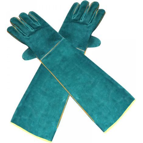 Gants anti-morsures pour la manipulation d'animaux et de reptiles - Gants de protection verts pour la soudure électrique (1/5)