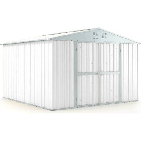 Casetta Box da Giardino in Lamiera di Acciaio Porta Utensili 327x307x217 cm Enaudi Bianco (1/5)