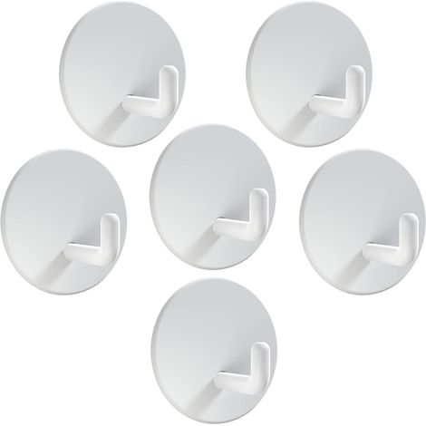 BRAVIX Crochet Adhesif Mural, 6 Pièces Porte Manteau Mural, Patere Murale Acier Inox, Accroche Torchon Cuisine Résistant à l'eau, Accroche Serviette Salle de Bain (Blanc)