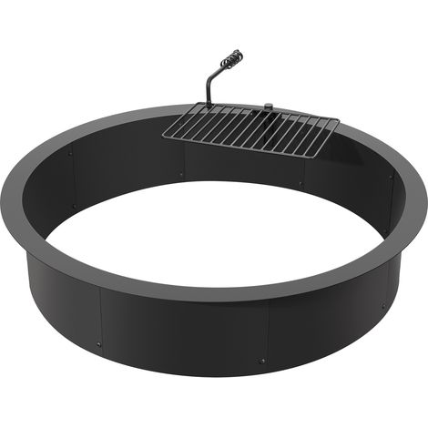Mophorn Feuerstellenring, Feuerstelleneinsatz mit Grillfeuerring. 8,5 Zoll hoch, 40 Zoll Außendurchmesser/36 Zoll Innendurchmesser. Karbonstahl-Auskleidung für selbstgebautes Lagerfeuer, geeignet