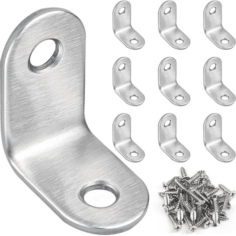 Lot de 10 Équerre Métal, 30 × 30 mm Équerre de Fixation, Equerre de Fixation 90 degrés, equerre Inox avec 20 vis, Petite Equerre Metal pour Fixation de Meubles en bois