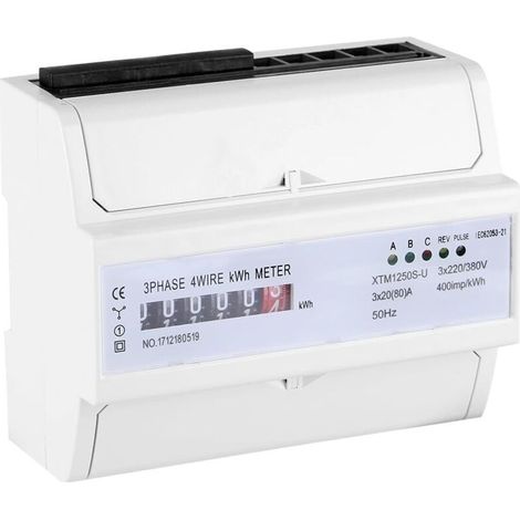 Mètre d'Energie Multifonctionnel XTM1250S-U Numérique 3 Phase 4 Fils KWh Mètre DIN-Rail Compteur Électrique 20 (80) A (1/5)