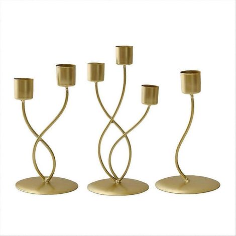 Ensemble de 3 chandeliers dorés, luxueux et élégants, en métal et fer. (1/5)
