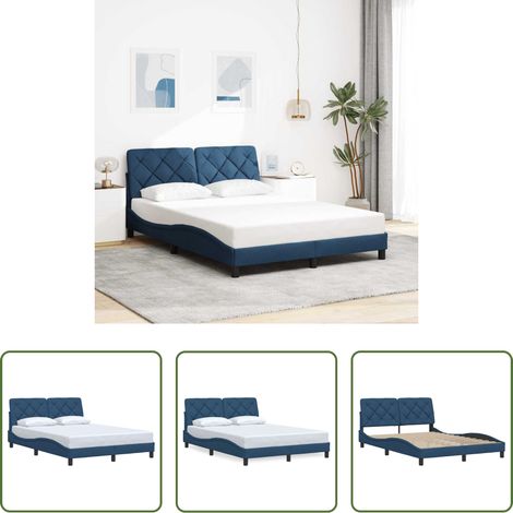 vidaXL Sommeil -  Cadre de lit sans matelas bleu 140x190 cm tissu (1/5)