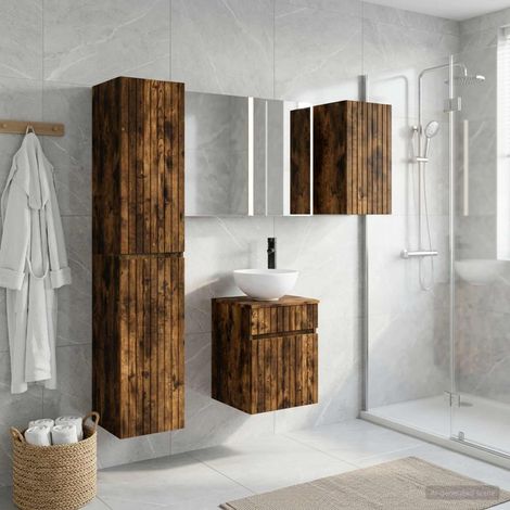 vidaXL Bathroom Cabinet Set 5 pcs Smoked Oak Engineered Wood (1/5)