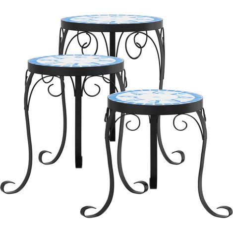 Portavasi per fiori in ceramica blu e 3 pezzi 020045255