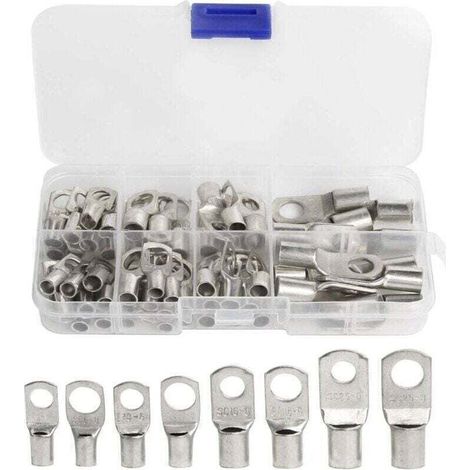 60 Pcs Cosses Électrique Trou boulon en Cuivre Étamé Connecteurs SC à sertir/souder pour câble de 6m㎡ 8m㎡ 10m㎡ 16m㎡ 25m㎡ (1/4)