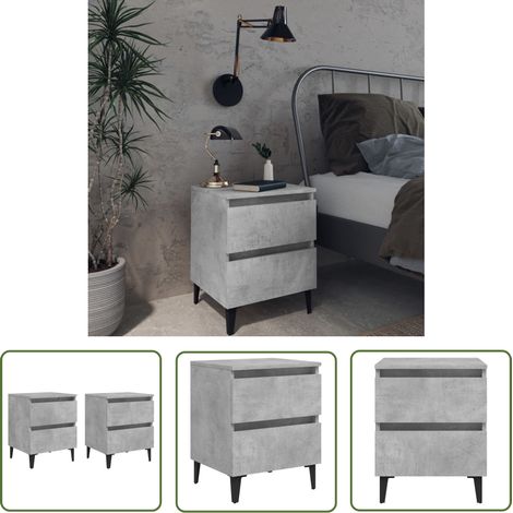The Living Store Nachttische 2 Stk. Betongrau 40x35x50 cm Holzwerkstoff - Betonoptik - Nachttisch - Wohnzimmer Dekoration - Industrial Style - Schubladenschränkchen (1/5)