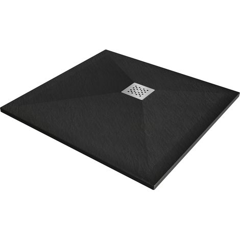 Mexen Stone+ plato de ducha cuadrado de composite 80 x 80 cm, negro - 44708080 (1/5)