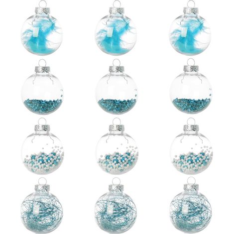 (12 pièces, 6 cm, bleu 6155) Boule de Noël décorative pour sapin de Noël en PET (1/2)
