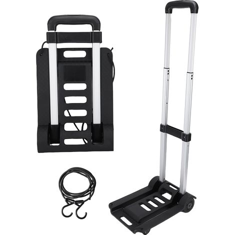 Chariot de manutention pliable 200 lb à 4 roues, supportant 100 lb, avec poignée télescopique, 3 niveaux de réglage et sangles incluses. Stabilité accrue. Idéal pour la maison, le bureau, les voyages (1/5)