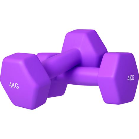 2 x 4kg Hexagonal Dumbbells Weights Set with Non-Slip Grip for Home Gym Workout-Purple (1/5)