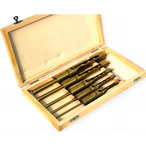 Coffret de mèches à bédane 5 pièces – Diamètres 6/8/10/12/16 mm – Queue 19,1 mm – Pour bois dur et teck – Holzprofi
