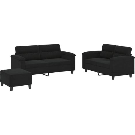 Maison Exclusive - Ensemble de canapés 3 pcs avec coussins noir tissu microfibre