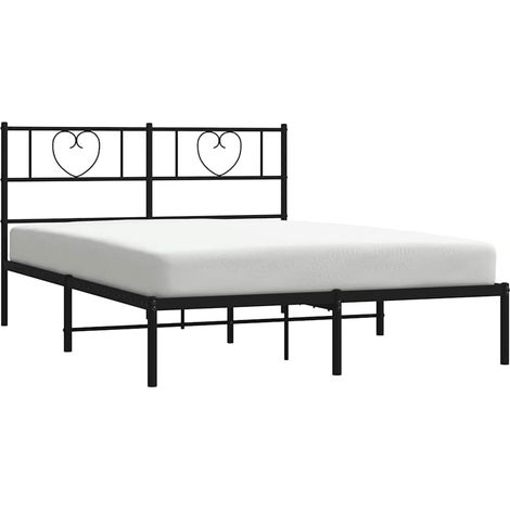 vidaXL Cadre de lit métal sans matelas avec tête de lit noir 150x200cm (1/5)