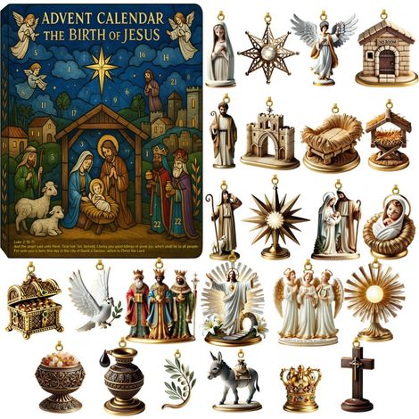 Calendrier De Lavent Nativity - 24 Figurines De Scene De La Nativite - Decoration De Noel Pour Arbre Et Maison - Lot De 24 Pièces