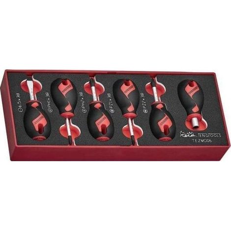 Teng Tools Set de herramientas con destornilladores cortos ergonómicos