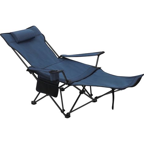 Poltrona da campeggio pieghevole con poggiapiedi estraibile e reclinabile blu MODENUIT (1/5)