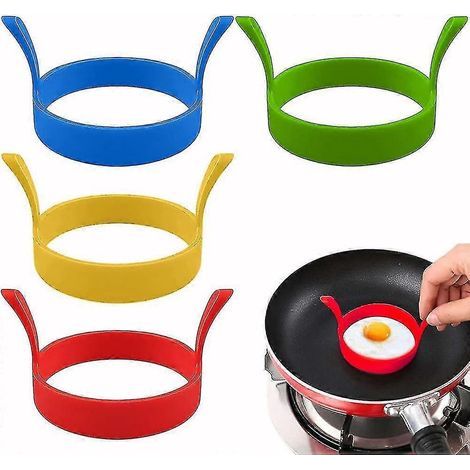 Lot de 4 cercles à œufs en silicone, moules à œufs antiadhésifs, cercles à crêpes résistants à la chaleur (1/5)