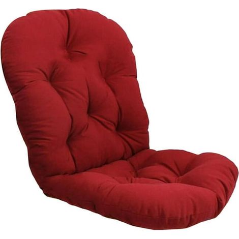 Coussin de chaise berçante extérieur en polyester résistant, 122x61 cm, rouge, coussin en rotin imitation osier, housse de rocking chair seule, sans fauteuil, rembourrage épais pour terrasse jardin (1/3)