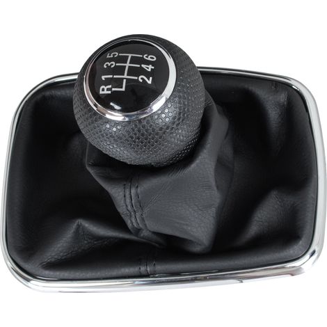 Pomo de palanca de cambios negro para VW Golf IV 97-03 + funda con marco cromado, 6 velocidades, 23 mm (1/5)