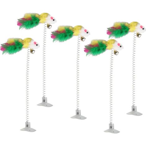 5 pièces Souris Interactif à Ressort pour Chat Peluche Styles Aléatoires pour Accessoires pour Animaux de Compagnie D'entraînement (1/5)