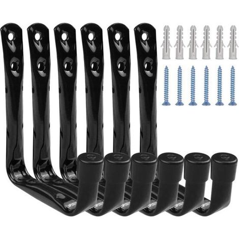 Zeynomax - Crochets muraux pour l'organisation du garage - Lot de 6 - Noir - Vis incluses - 115 cm x 9 cm - Robuste - Idéal pour accrocher échelle, chaise, tuyau d'arrosage, vélos, appareils électriqu (1/5)