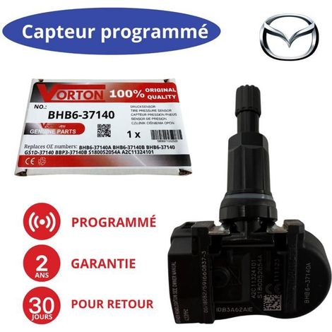 Sensore pressione pneumatici TPMS preprogrammato nero per MAZDA 5 MK2, CX-5, CX-7, CX-9, MX-5 (433 MHz)