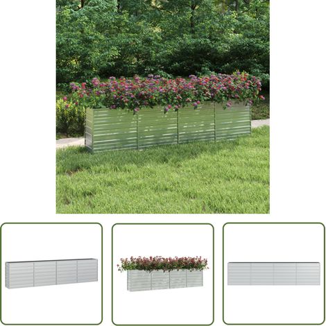 The Living Store Garten-Hochbeet 320x40x77 cm Verzinkter Stahl Silber - Gartengefäße - Hochbeet - Pflanzkübel - Stahltank - Gartenmöbel (1/5)