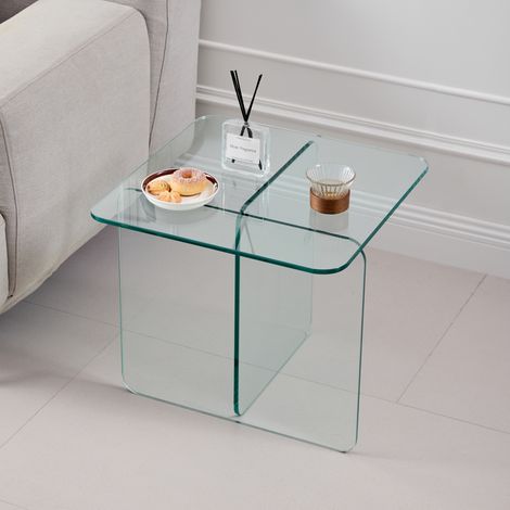 Mesa baja de vidrio templado transparente 45 x 45 x 41 cm DESVIAE (1/5)