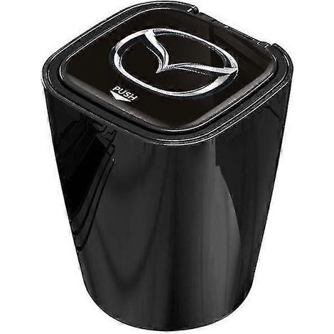 Cendrier de voiture portable, cendrier sans fumée amovible en acier inoxydable avec couvercle et lumière LED bleue (Mazda, noir) (1/5)