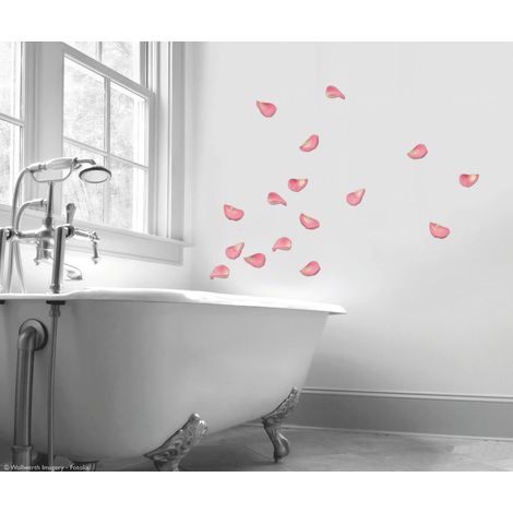 Sticker Autocollant Décoratif 2 pièces Rose Clair 30x21 cm - Pétales de Rose Photo Décorative pour Murs et Meubles (1/2)