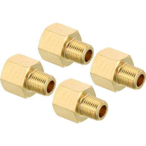 1/8 NPT Mâle x 1/4 NPT Femelle Laiton Tuyau Raccord Hex Réducteur Adaptateur pour Eau Gaz Transfert, 4pcs (1/5)