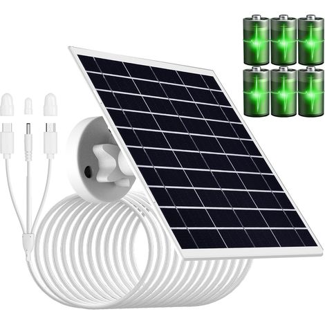 Panneau solaire 9W/5V avec batterie rechargeable intégrée de 15600mAh,avec câble de charge 3 en 1 de 1.5m (micro USB,Type-C et connecteur DC3,5x1,35) pour caméras de sécurité et autres appareils (1/5)