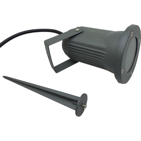 FARETTO PORTALAMPADA ORIENTABILE CON PICCHETTO DA GIARDINO PER LAMPADINE GU10 IP65 - GRIGIO
