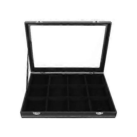Schmuckaufbewahrungsbox, Schmuckorganizer, Aufbewahrungsbox für Schmuckfussel mit Deckel (Schwarz)