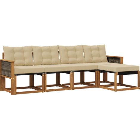 vidaXL Outdoor Sofa Set 5 pcs Natural and Beige (1/5)