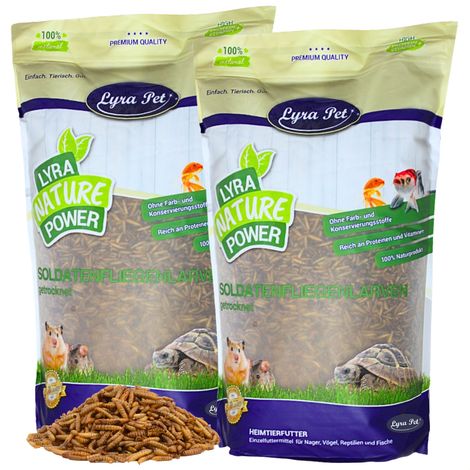 Lyra Pet – Larves de mouches soldats 10 kg – Riche en protéines 47,59% – Alimentation unique pour oiseaux – Sans additifs