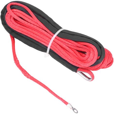 RHG Corde de treuil de remorque 6 mm x 15 m/1/4inx50ft fibre synthétique rouge de remplacement pour SmittyBilt SUV camions VTT (1/5)