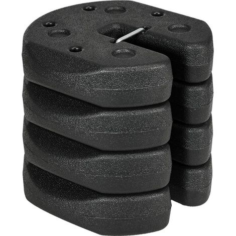 Lot de 4 poids pour tentes pliantes remplis de ciment, bases pour auvents et pergolas Ø22 x 5,5 cm, noirs (1/5)