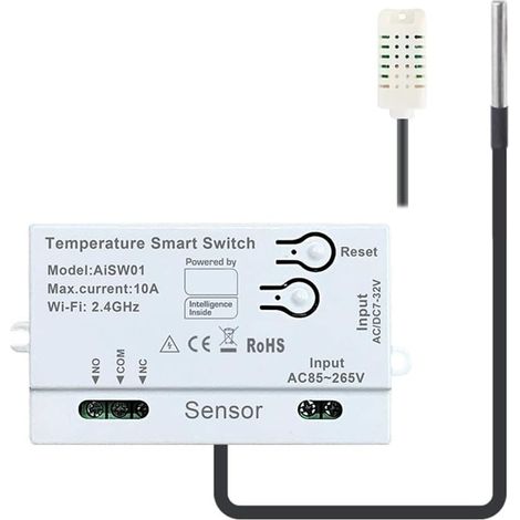Module Commutateur Contact Sec WiFi - 1 Unité - ABS Blanc - Contrôle Température Humidité - Maison Intelligente - Modèle C Fil 1m (1/5)