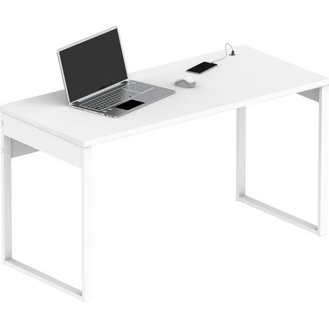Bureau coloris blanc - Hauteur 76 x Longueur 135 x Profondeur 60 cm (1/4)