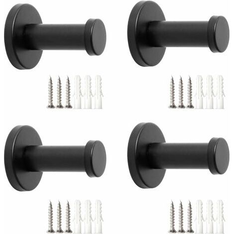 royaluxe- Norcks Porte Manteau Mural 4 PCS Patere Murale Acier Inoxydable Crochet Porte Manteau Pour Vêtements Chapeau Serviette Peignoir Patère Murale Pour Salle De Bains Cuisine Salle De Séjour (Noi (1/5)
