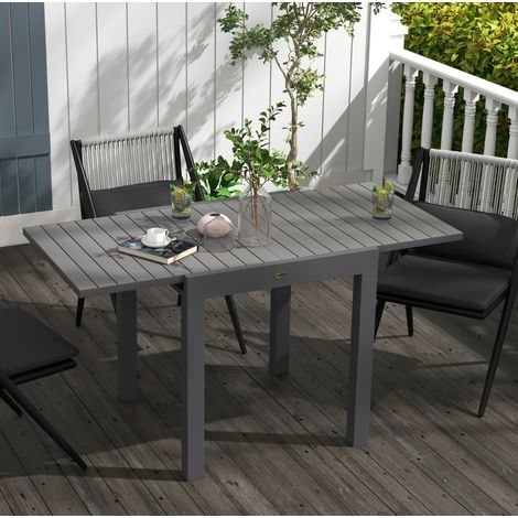 Mesa de jardín extensible 81/162x80x75 cm gris de aluminio con pies ajustables (1/5)