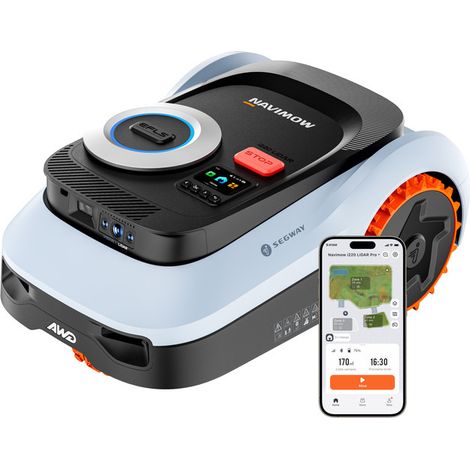 Segway Navimow i220 LiDAR Pro Robot tondeuse sans fil périphérique 2000m², LiDAR+Vision+NRTK, AWD pente 55 %, cartographie auto