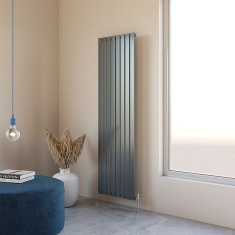 Acezanble 1800x544mm Single Anthracite Vertical Flat Panel Central Heating Designer Radiator