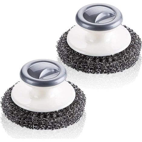 Set aus 2 Edelstahl-Scheuerbürsten mit Griff, spiralförmige Stahlreinigungsbürste (grau)