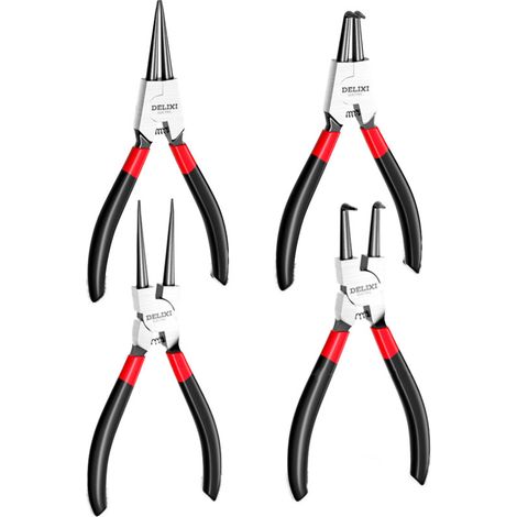 Sicherungsringzangen, 170mm Gerade interne und externe Sprengringzangen, industrieller Kohlenstoffstahl, Anti-Rutsch und Anti-Schweiß ergonomische Griff (4PCS Sicherungszange) (1/5)